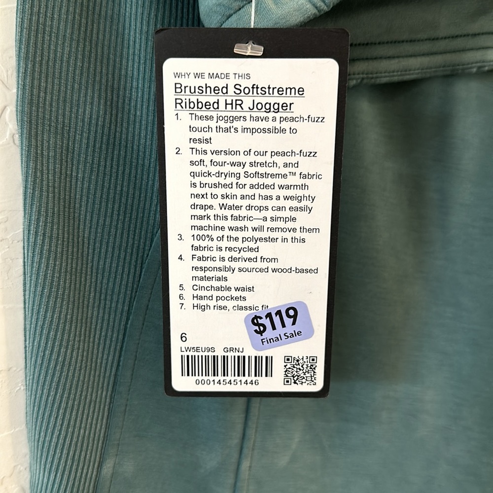 lululemon athletica Brushed Softstreme Ribbed high rise jogger- Jasper, size 6 - Picture 4 of 10